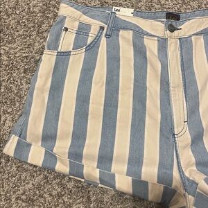 NWT Free People x Lee Vintage High Rise Stripe Pleated Shorts